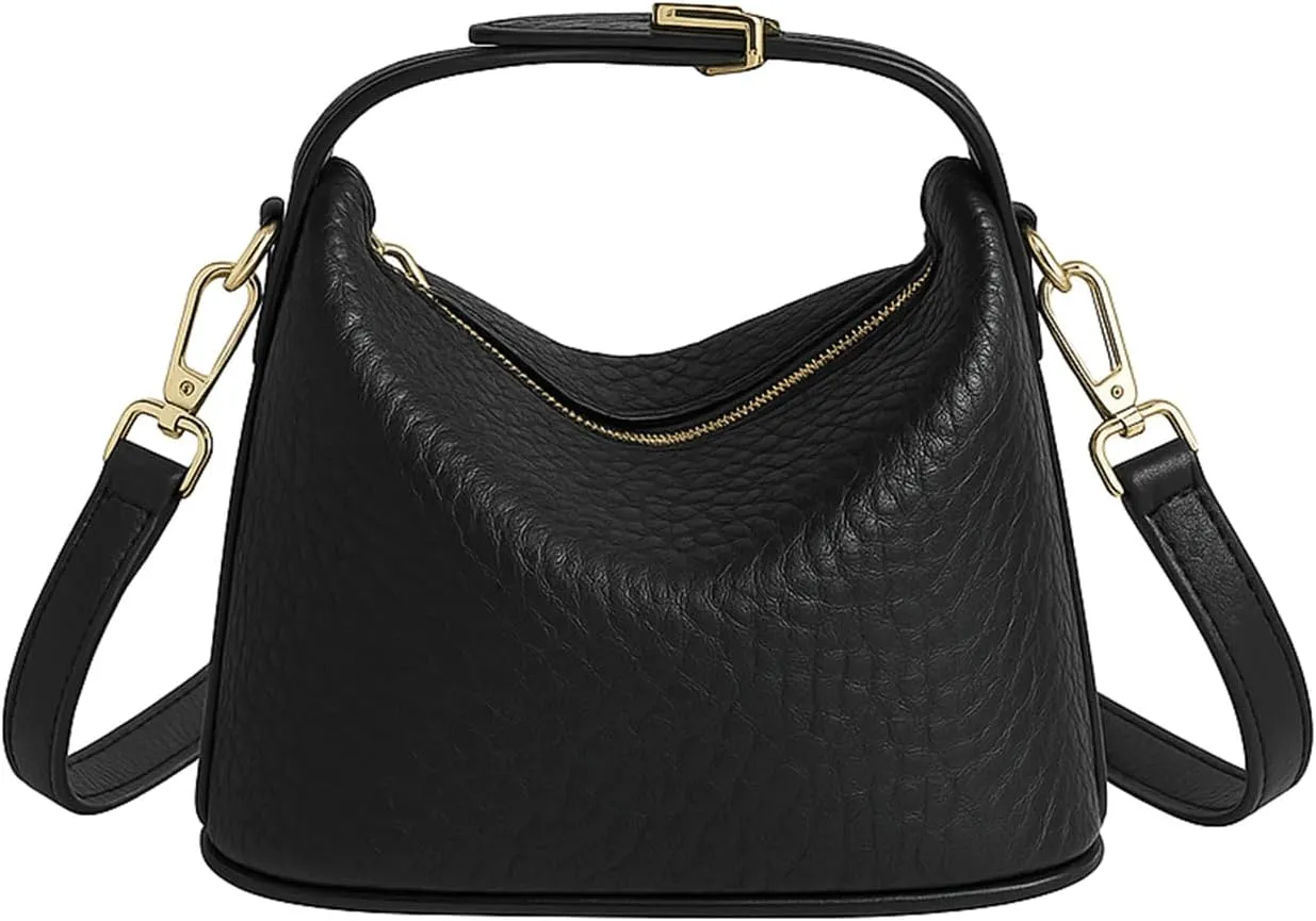 Mini Bucket Bag Vintage Small Purse Handbag Pebbled Leather Purse Bag Crossbody Handbag for Women
