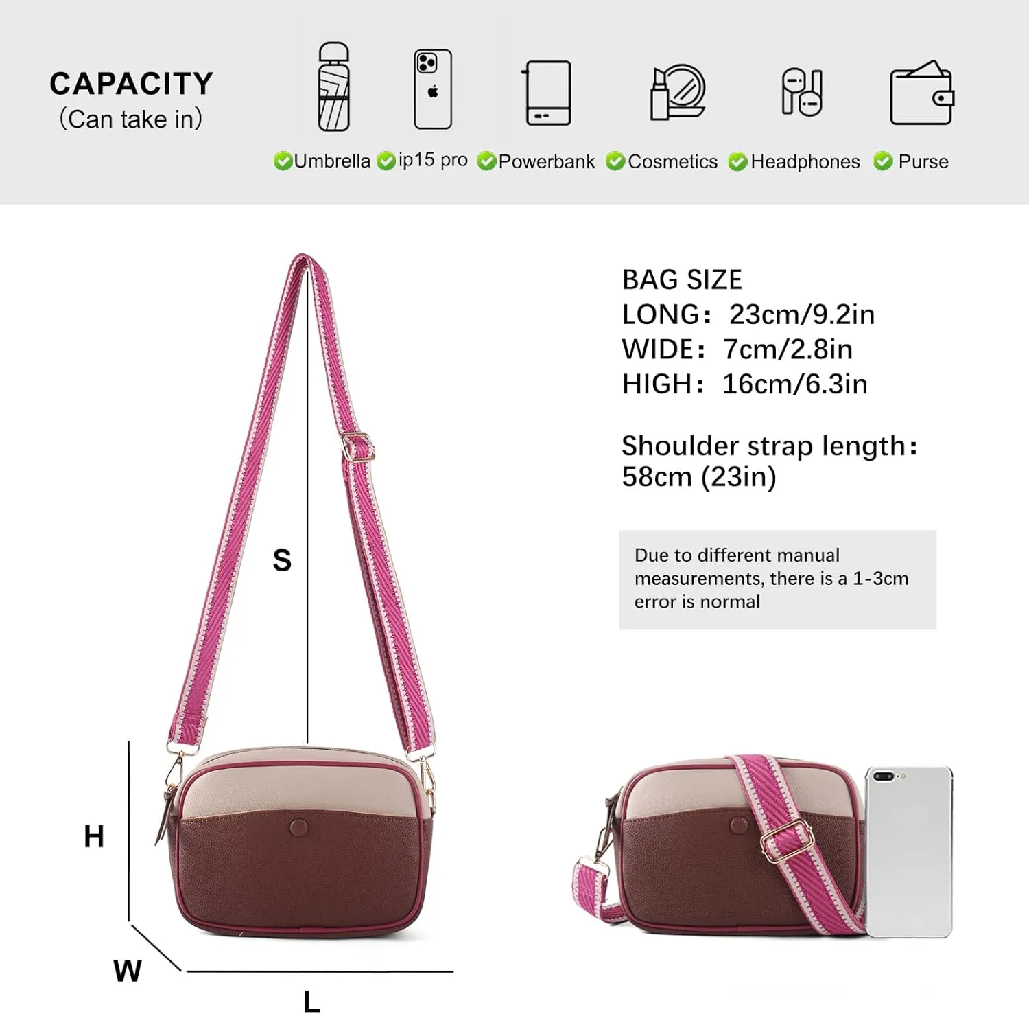 Mini Crossbody Bags for Women Trendy Vegan Leather Purses Small Shoulder Handbags with Adjustable Wide Strap