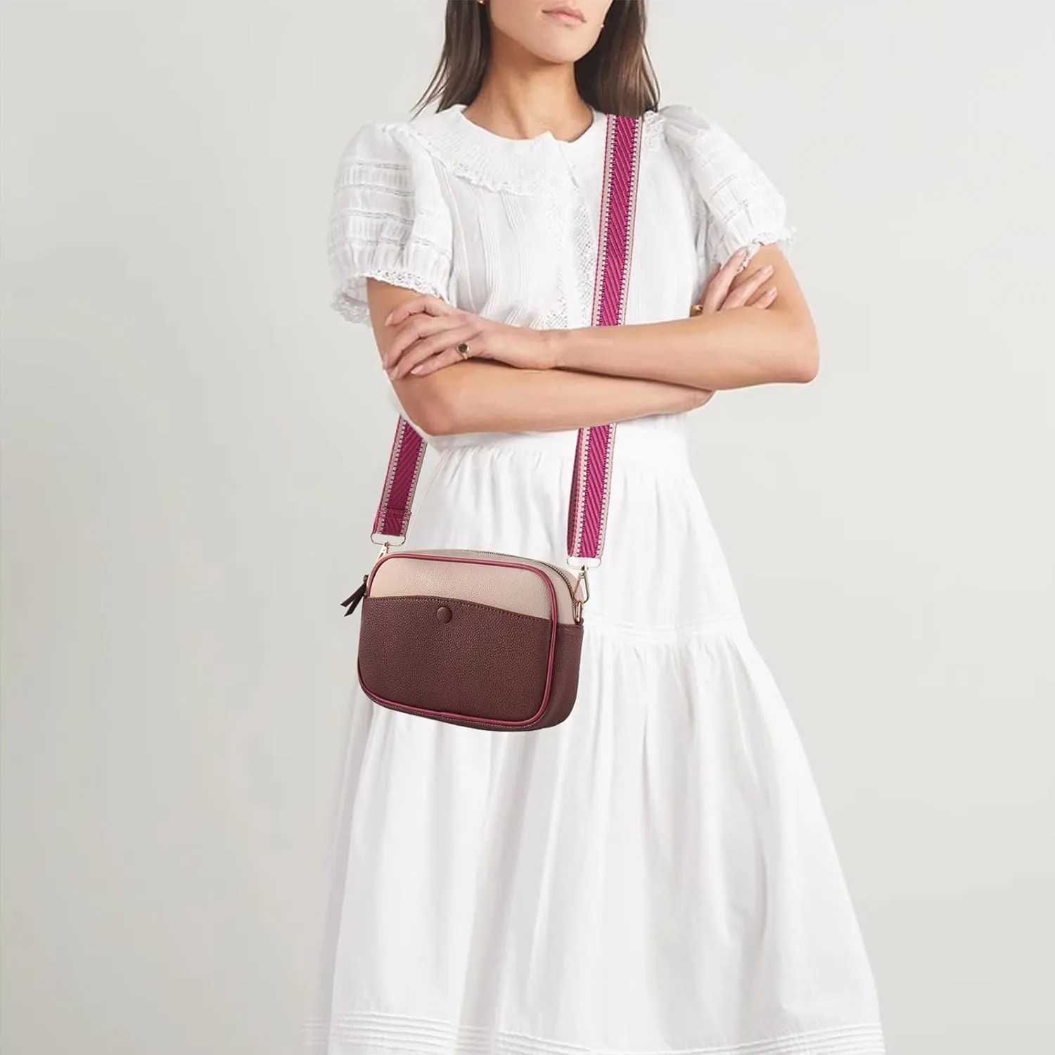 Mini Crossbody Bags for Women Trendy Vegan Leather Purses Small Shoulder Handbags with Adjustable Wide Strap