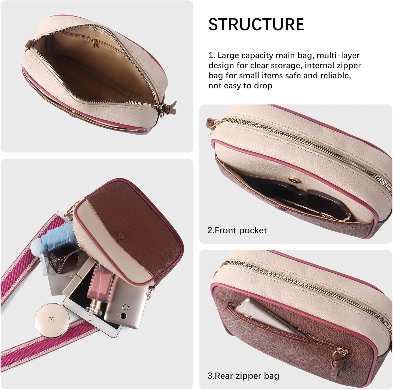 Mini Crossbody Bags for Women Trendy Vegan Leather Purses Small Shoulder Handbags with Adjustable Wide Strap