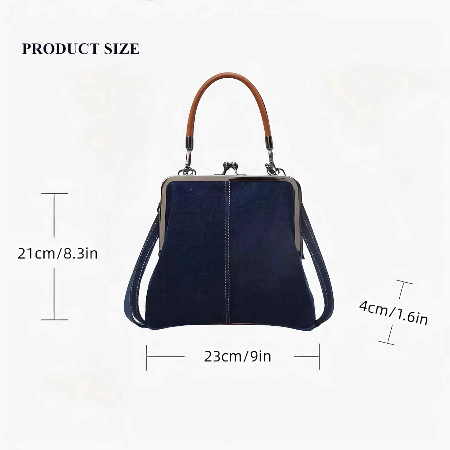 Mini Denim Crossbody Bag For Women,2025 Womens Small Blue Denim Tote Kiss Lock Purse Handbag for Daily Life