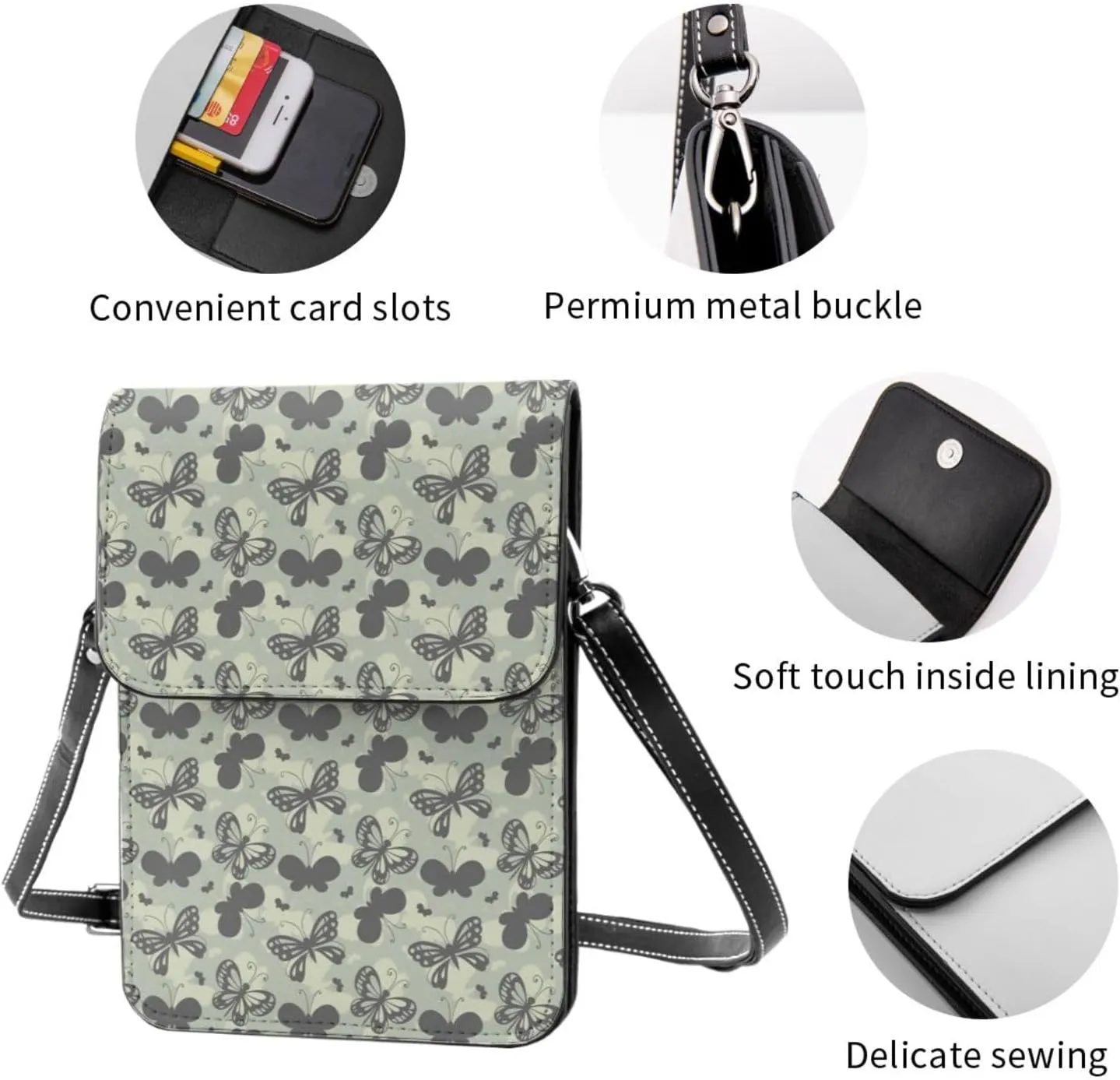 Mmm Fight Womens Crossbody Bags Deer Pattern Phone Bag Wallet Purses Adjustable Strap