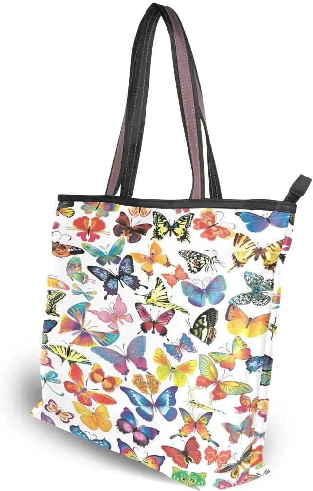 MNSRUU Ladies Tote Bags Polyester Zippered Tote Shoulder Bag Pattern Purses and Handbags