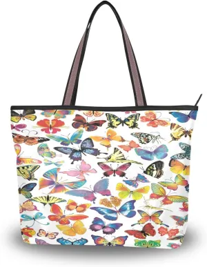 MNSRUU Ladies Tote Bags Polyester Zippered Tote Shoulder Bag Pattern Purses and Handbags