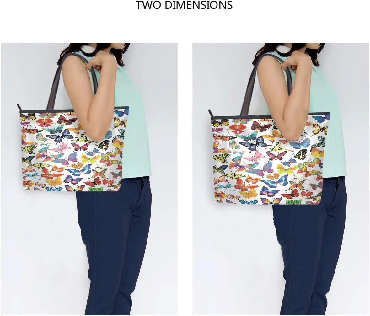MNSRUU Ladies Tote Bags Polyester Zippered Tote Shoulder Bag Pattern Purses and Handbags