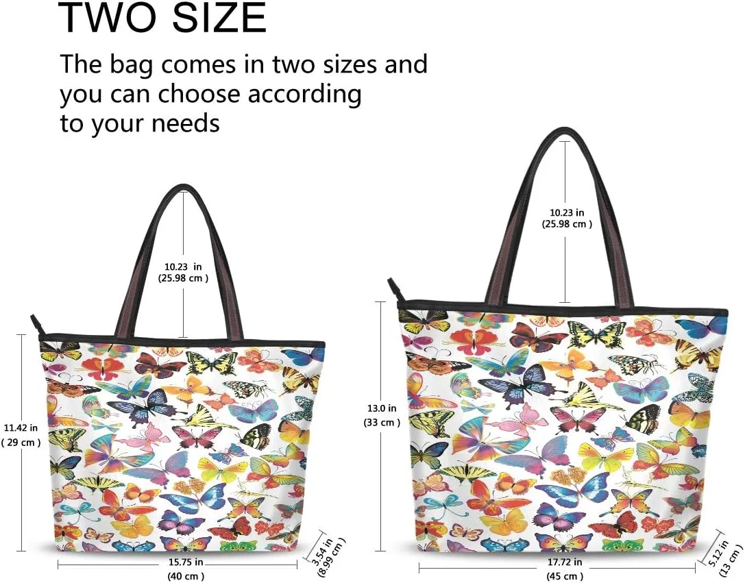MNSRUU Ladies Tote Bags Polyester Zippered Tote Shoulder Bag Pattern Purses and Handbags