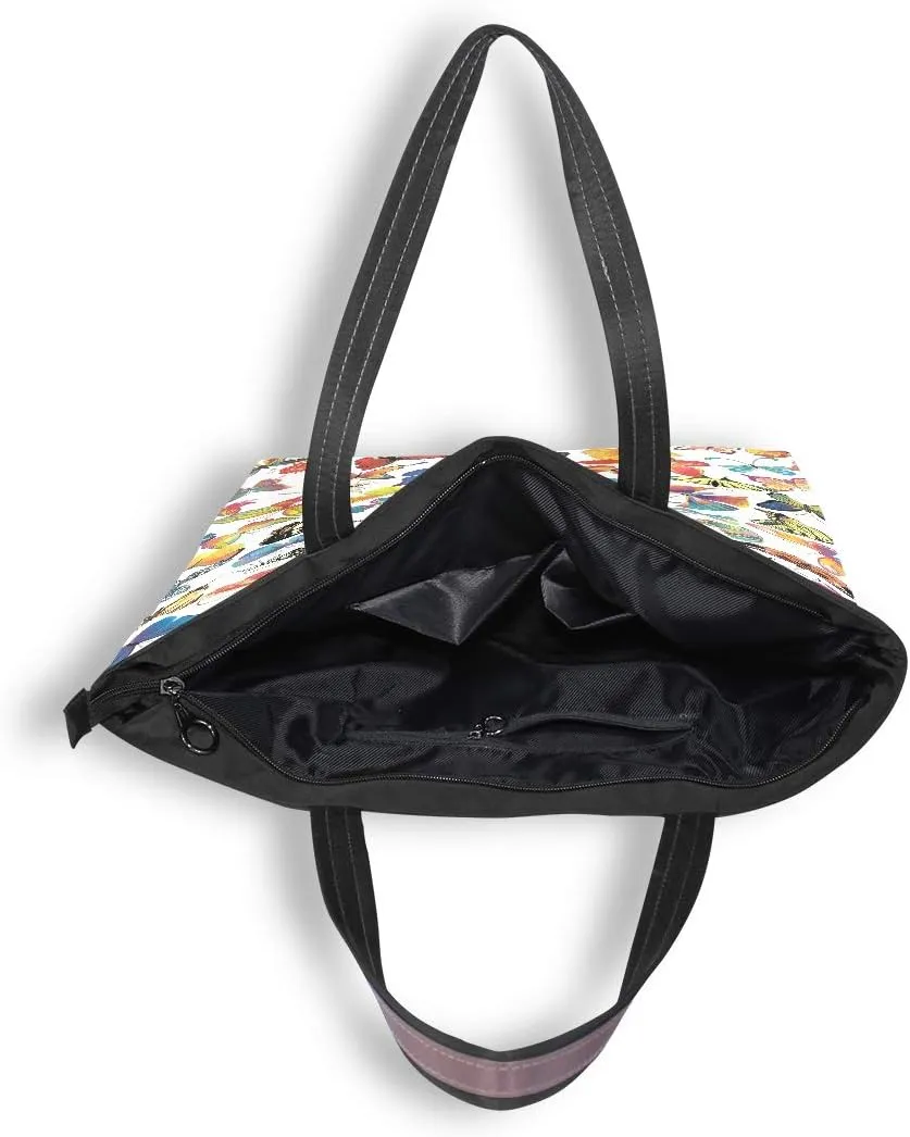 MNSRUU Ladies Tote Bags Polyester Zippered Tote Shoulder Bag Pattern Purses and Handbags