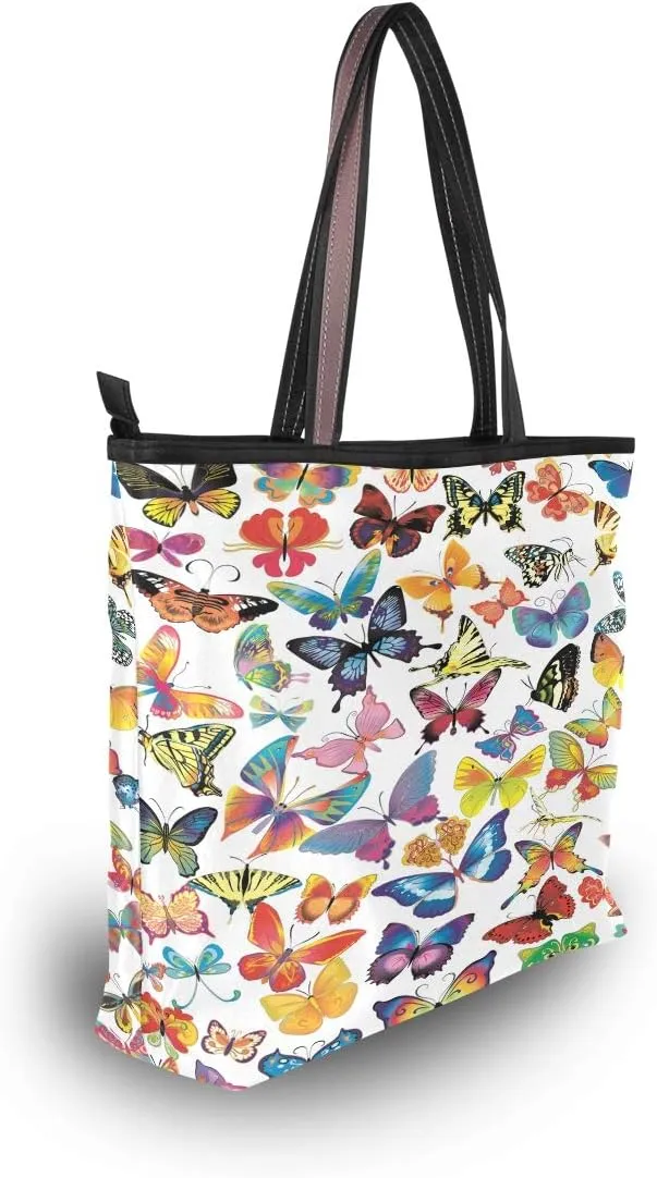 MNSRUU Ladies Tote Bags Polyester Zippered Tote Shoulder Bag Pattern Purses and Handbags