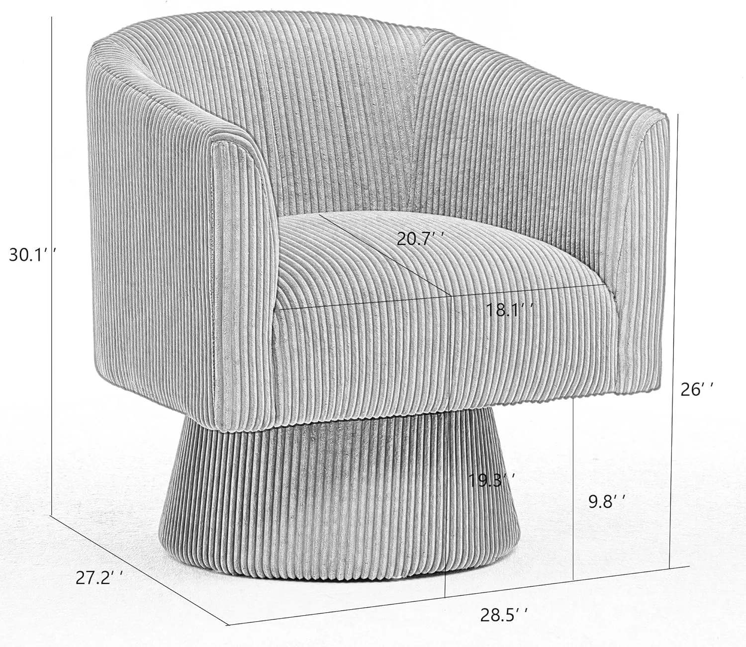 Modern 360 Degree Corduroy Swivel Cuddle Barrel Accent Sofa Chairs, Round Armchairs with Wide Upholstered, Corduroy Reading Chair for Living Room, Bedroom, Office, Waiting Rooms (Beige)