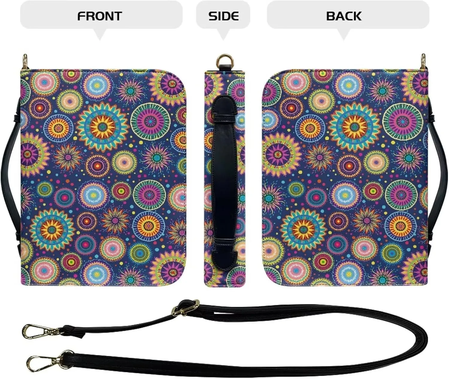 Modern PU Leather Bible Cover with Shoulder Strap Church Book Cover,Carrying Book Case Crossbody Bag