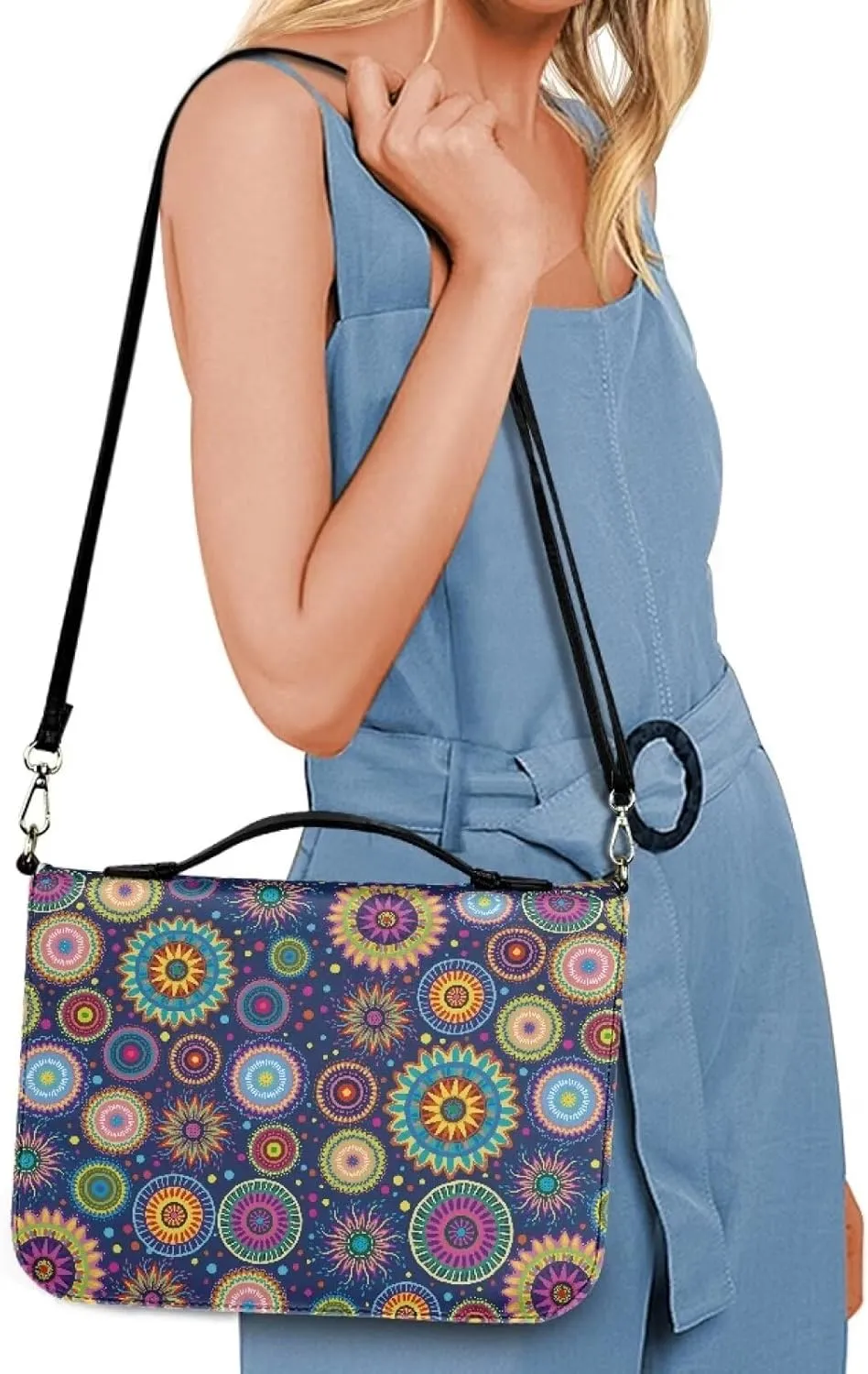 Modern PU Leather Bible Cover with Shoulder Strap Church Book Cover,Carrying Book Case Crossbody Bag