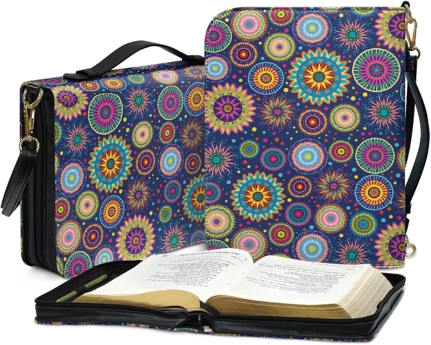 Modern PU Leather Bible Cover with Shoulder Strap Church Book Cover,Carrying Book Case Crossbody Bag