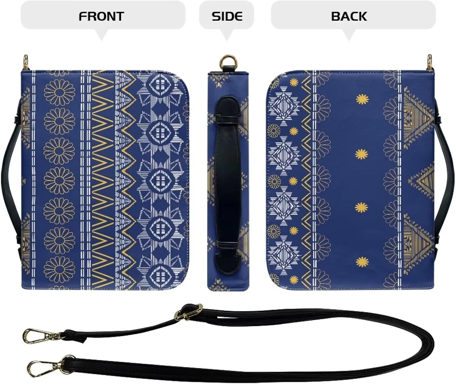 Modern PU Leather Handle Bible Cover Church Book Cover with Strap,Carrying Book Case Crossbody Bag