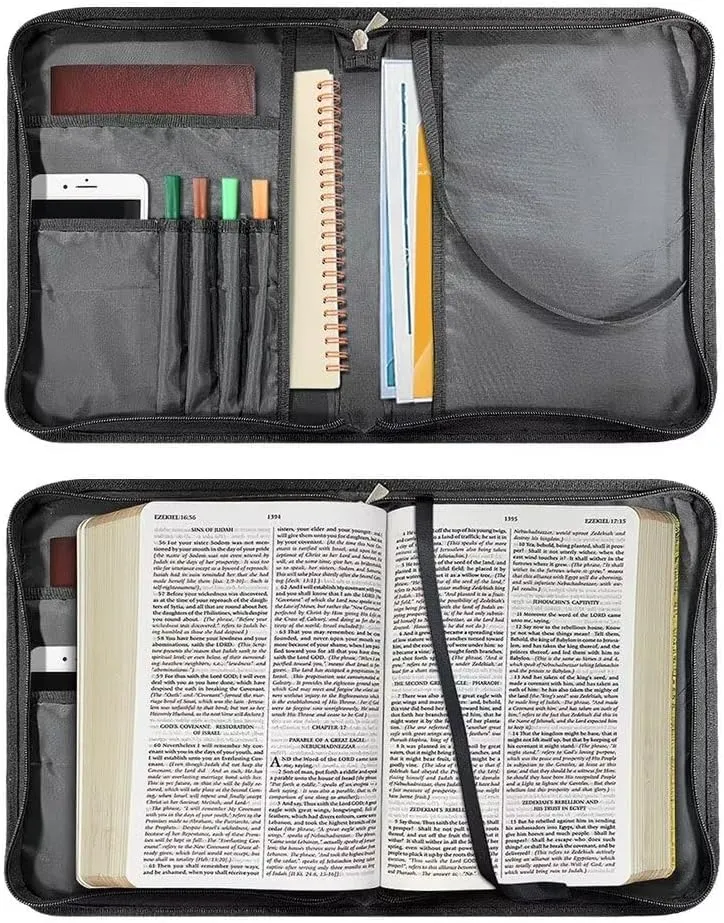 Modern PU Leather Handle Bible Cover Church Book Cover with Strap,Carrying Book Case Crossbody Bag