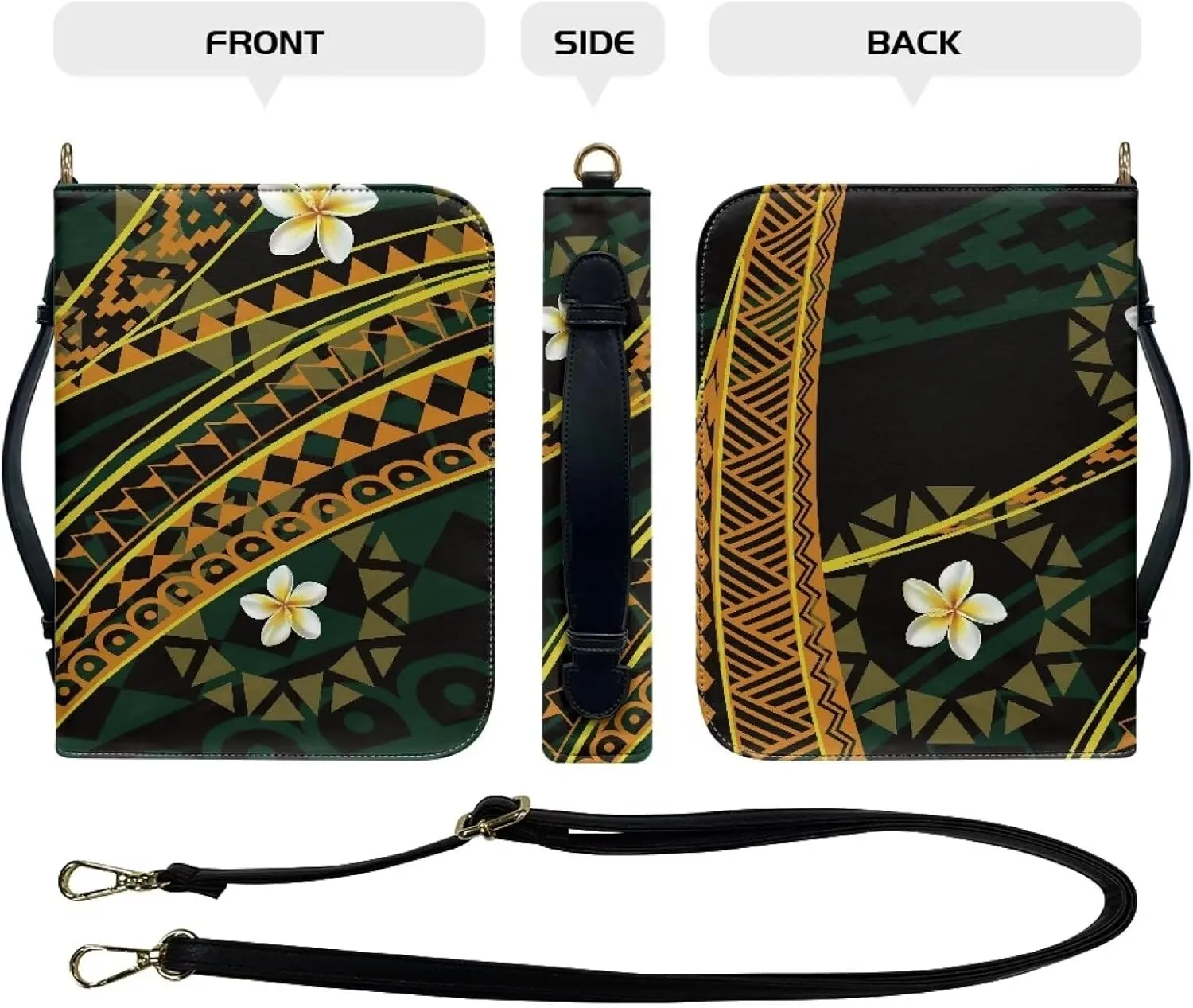 Modern PU Leather Handle Bible Cover Church Book Cover with Strap,Carrying Book Case Crossbody Bag