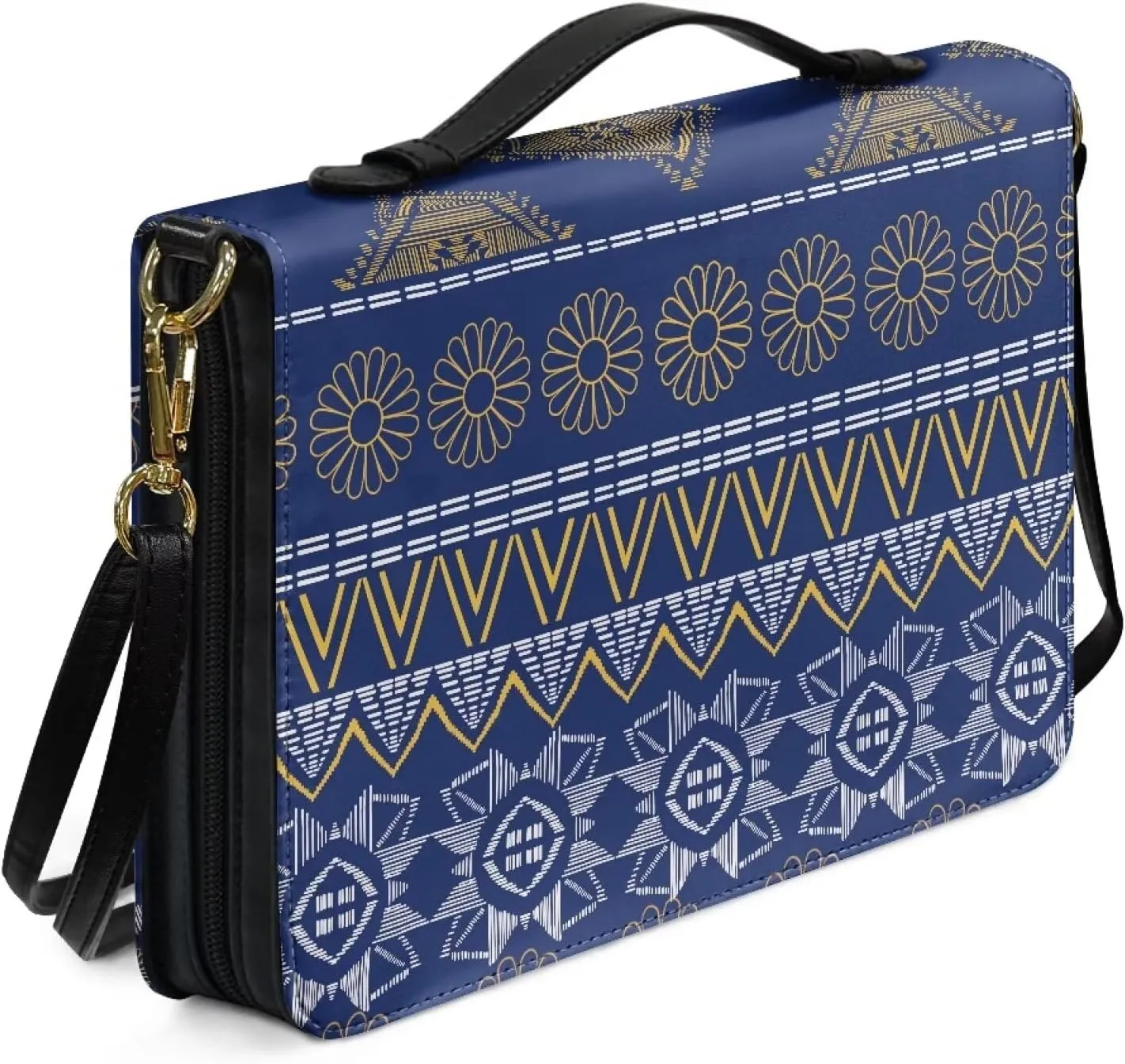 Modern PU Leather Handle Bible Cover Church Book Cover with Strap,Carrying Book Case Crossbody Bag
