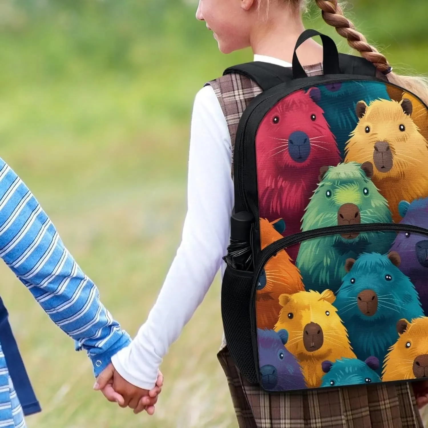 Modysero Bear Boys Girls Backpack for School Lightweight Daypack with Mesh Pockets Adjustable Shoulder Strap Stylish Print Schoolbag for Kids