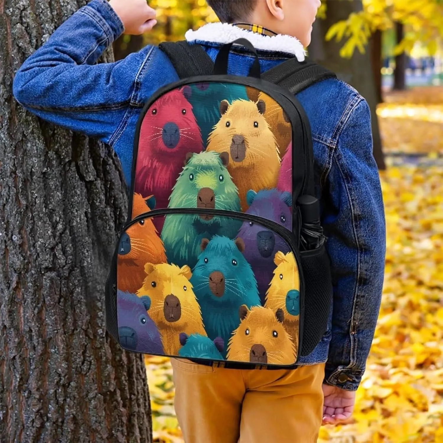 Modysero Bear Boys Girls Backpack for School Lightweight Daypack with Mesh Pockets Adjustable Shoulder Strap Stylish Print Schoolbag for Kids