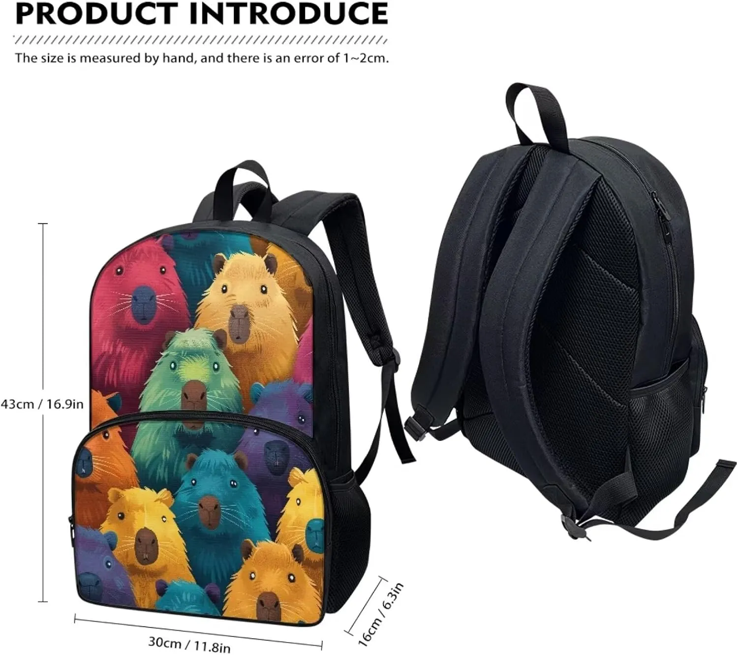 Modysero Bear Boys Girls Backpack for School Lightweight Daypack with Mesh Pockets Adjustable Shoulder Strap Stylish Print Schoolbag for Kids
