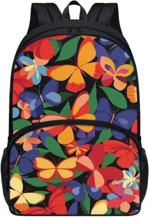 Modysero Butterfly Boys Girls Backpack for School Lightweight Daypack with Mesh Pockets Adjustable Shoulder Strap Stylish Print Schoolbag for Kids