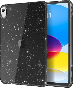 MoKo Clear Case for iPad (A16) 11th Generation 2025 11-inch/10th Gen 2022 10.9 inch, Lightweight Soft TPU, Anti-Scratch Ultra Clear Tablet Cover, Shockproof Impact Resistant, Glitter Black