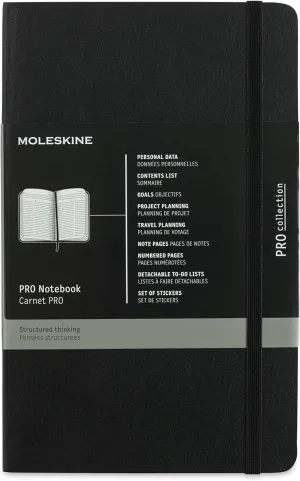 Moleskine PRO Notebook, Soft Cover, Large (5" x 8.25") Professional Project Planning, Black