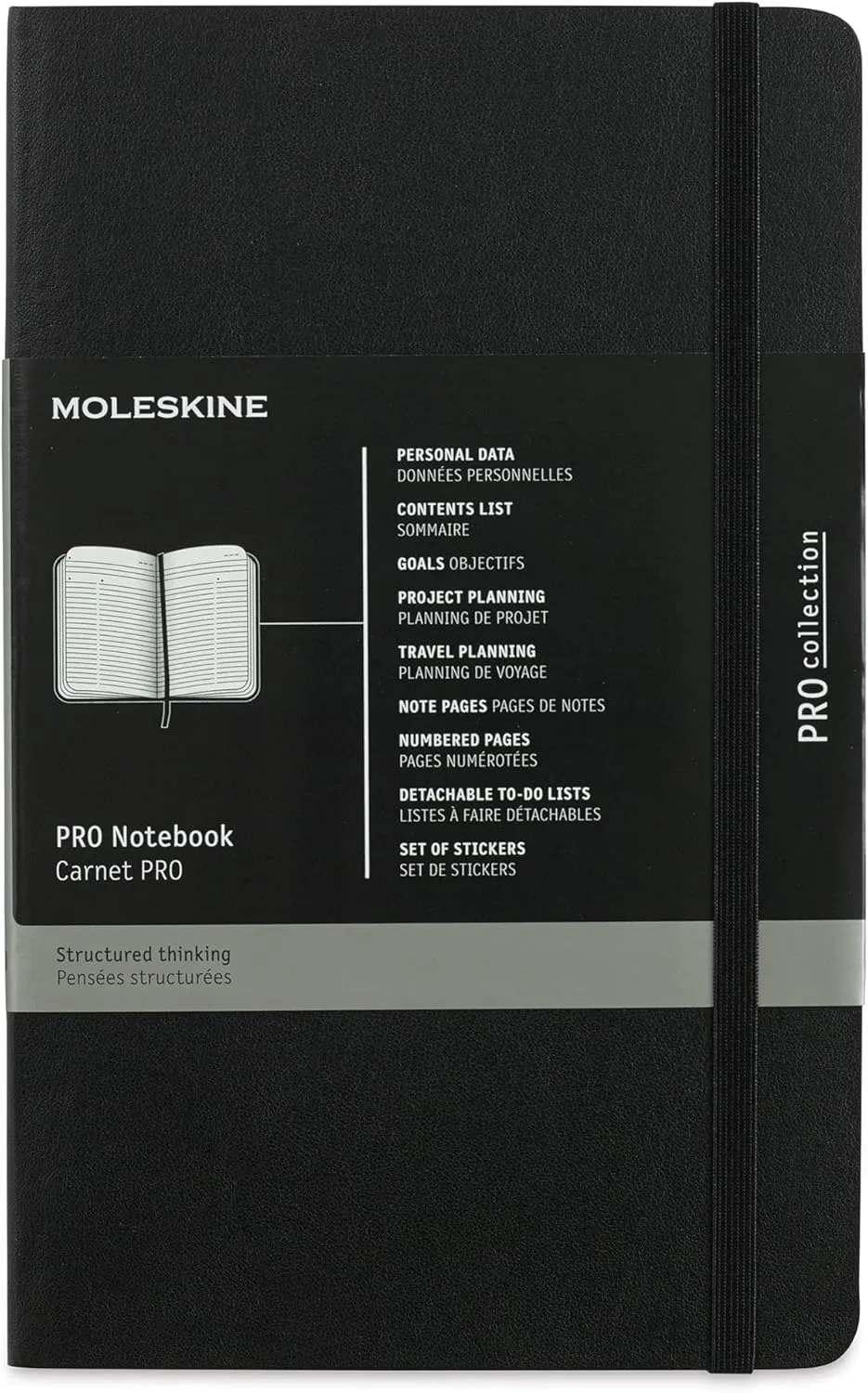 Moleskine PRO Notebook, Soft Cover, Large (5" x 8.25") Professional Project Planning, Black