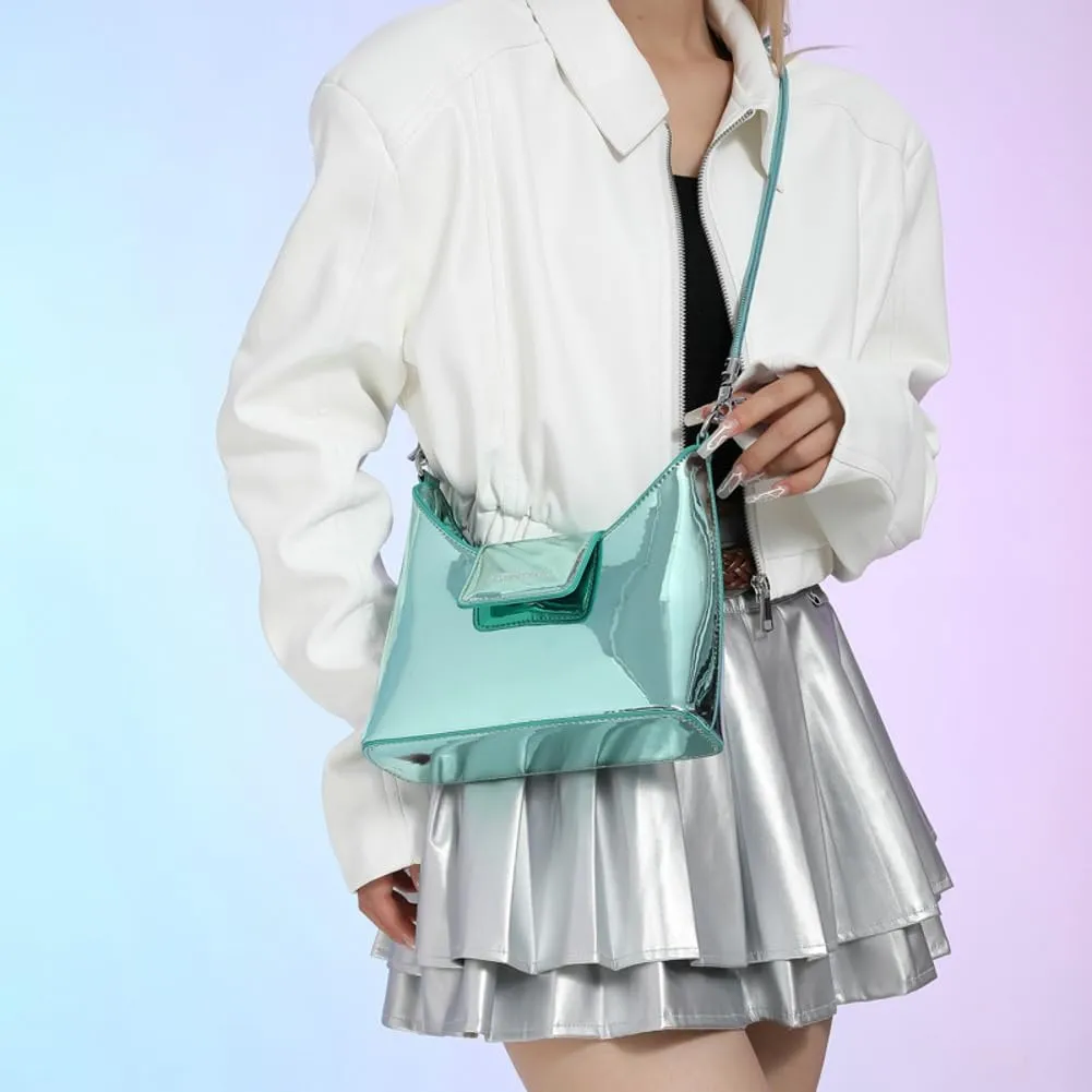 Molodo Y2k Purse Patent Leather Purse Shoulder Bag for Women Trending Purses Women's Crossbody Handbags Cool Underarm Bag