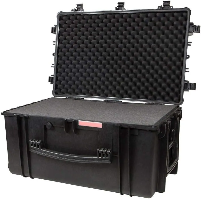 Monoprice Weatherproof Hard Case - 33 x 22 x 17 Inches, With Wheels and Customizable Foam, Shockproof, IP67, Ultraviolet And Impact Resistant Material, Black - Pure Outdoor Collection, 145.8 Liter