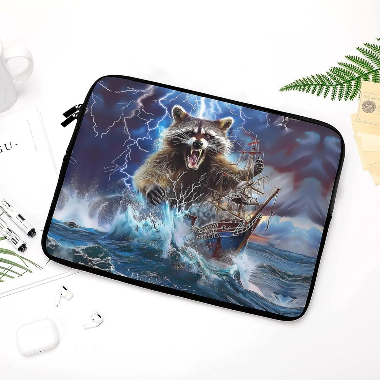 Monster Raccoon Laptop Sleeve 13/15 Inch Durable Briefcase Cover Shockproof Protective Case Handbags Portable Laptop Bag