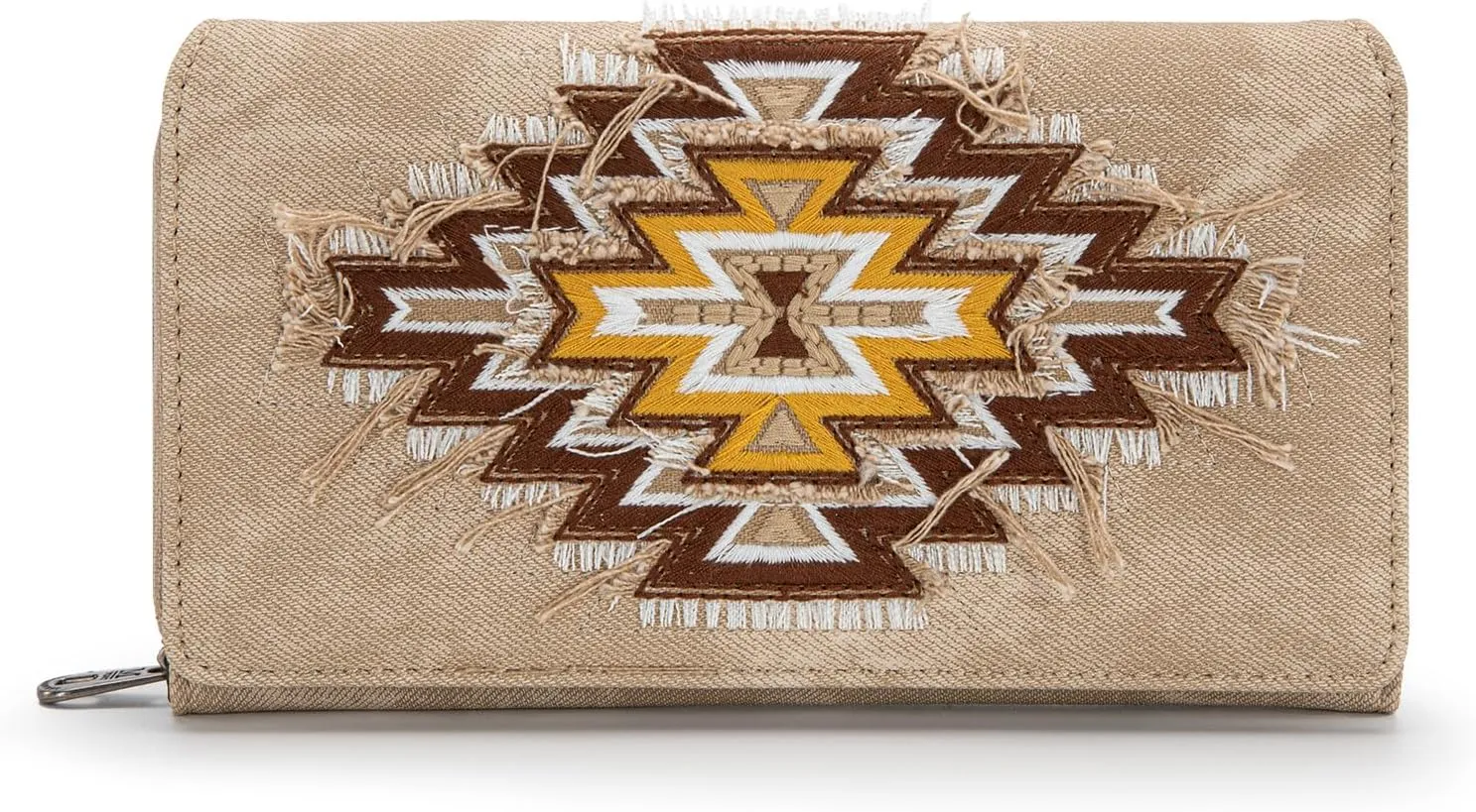 Montana West Embroidered Aztec Wallet for Women Western Denim Clutch Long Bifold Purse with Card Holder