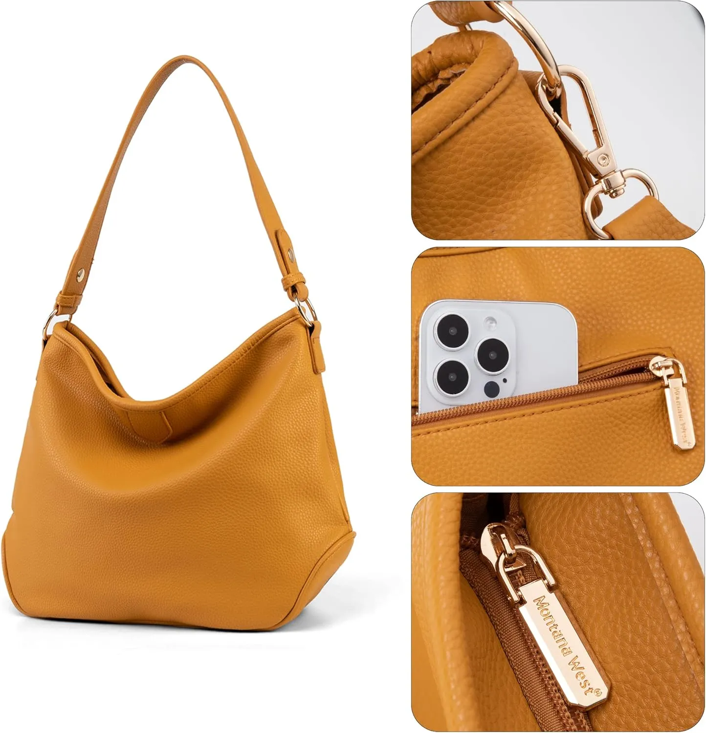 Montana West Medium Hobo Bags for Women Purses and Handbags Classic Top Handle Shoulder Satchel Bags