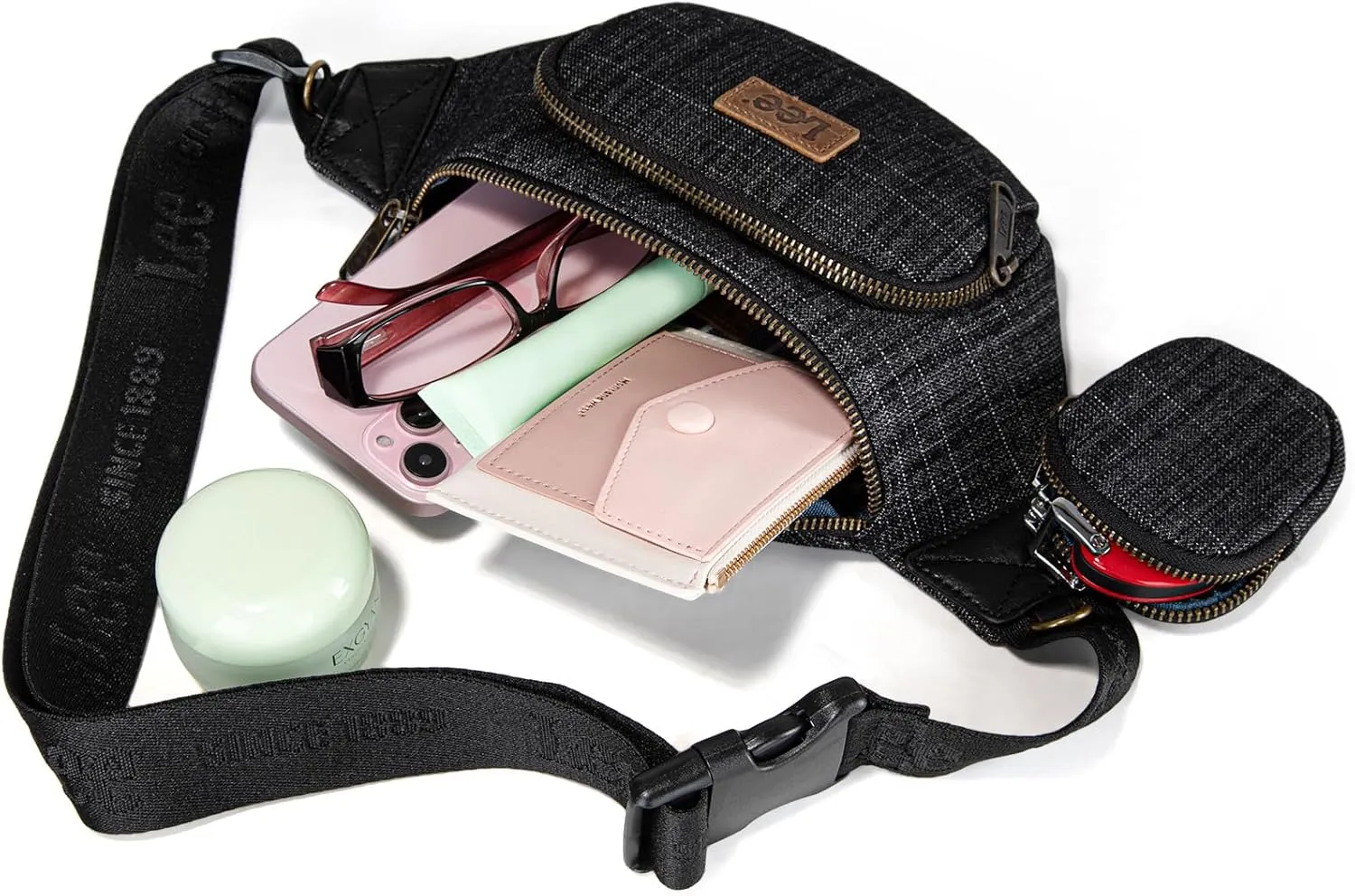 Montana West x Lee Fanny Pack for Women Denim Waist Pack Travel Belt Bags with Detachable Earphone Pouch