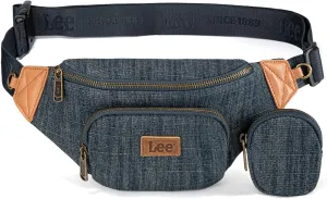 Montana West x Lee Fanny Pack for Women Denim Waist Pack Travel Belt Bags with Detachable Earphone Pouch