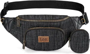 Montana West x Lee Fanny Pack for Women Denim Waist Pack Travel Belt Bags with Detachable Earphone Pouch