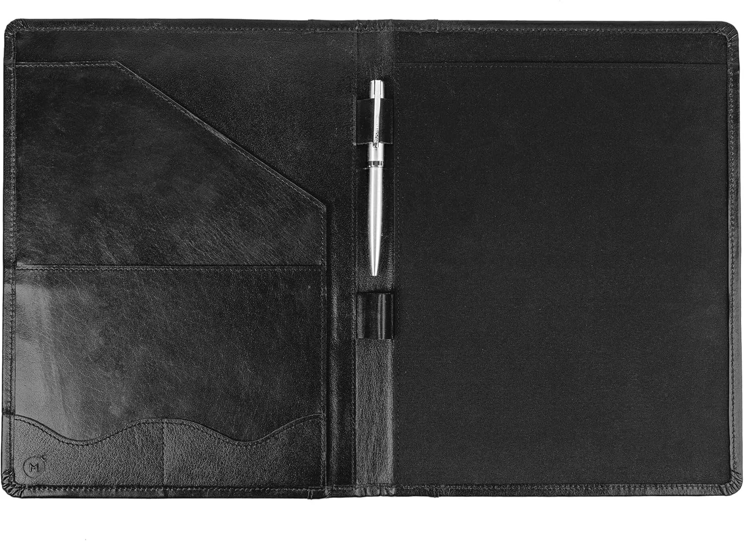 Moonster Leather Portfolio Professional Organizer Padfolio – Resume Leather Portfolio Folder with Luxury Pen - Stylish Document Folio with Business Card Holder - Gift Portfolios for Men