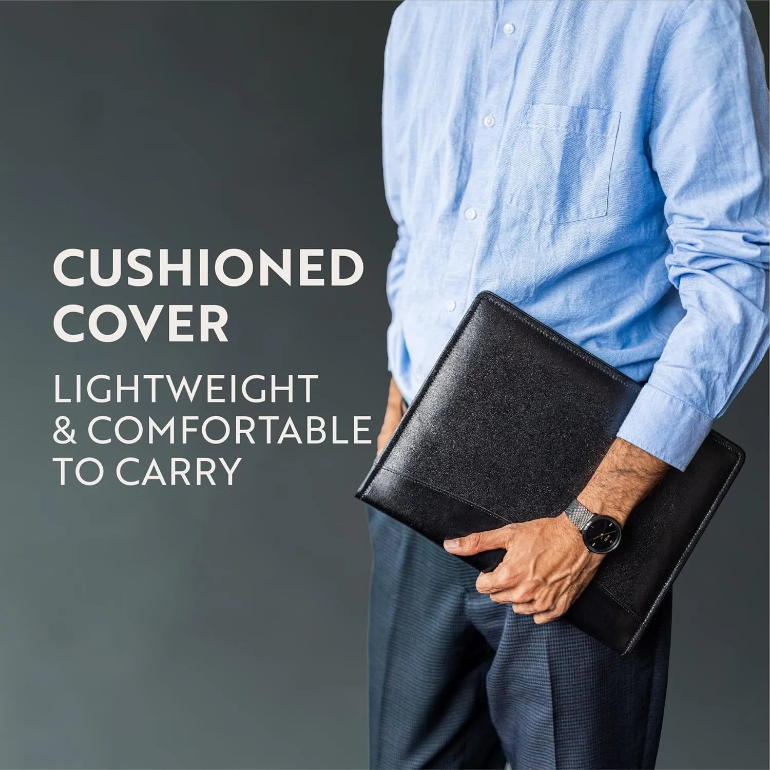 Moonster Leather Portfolio Professional Organizer Padfolio – Resume Leather Portfolio Folder with Luxury Pen - Stylish Document Folio with Business Card Holder - Gift Portfolios for Men