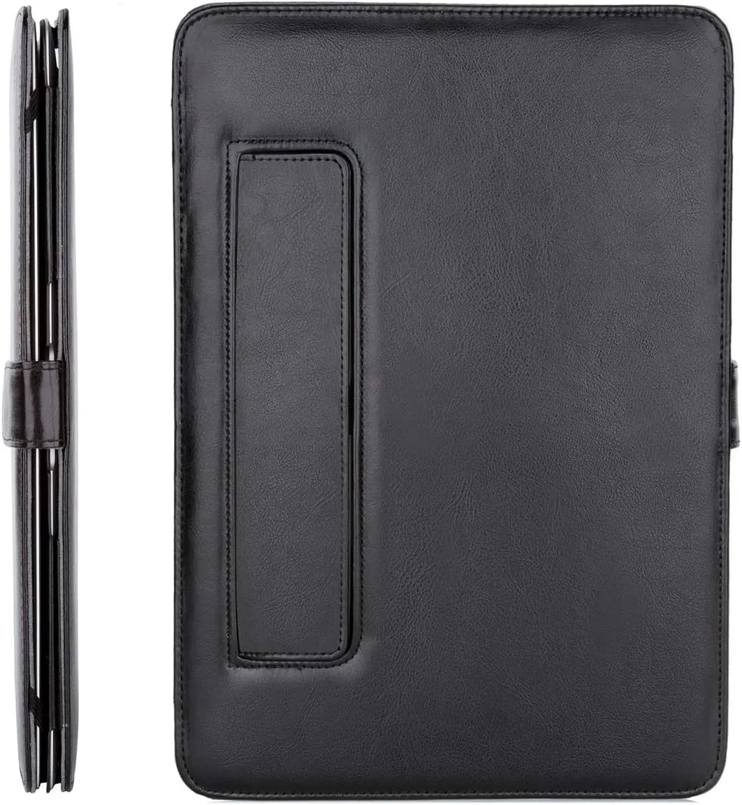 MOSISO Compatible with MacBook Air 13 inch Case A1369 A1466 Older Version 2010-2017 Release, PU Leather Case Portfolio Protective Stand Cover Sleeve, Black