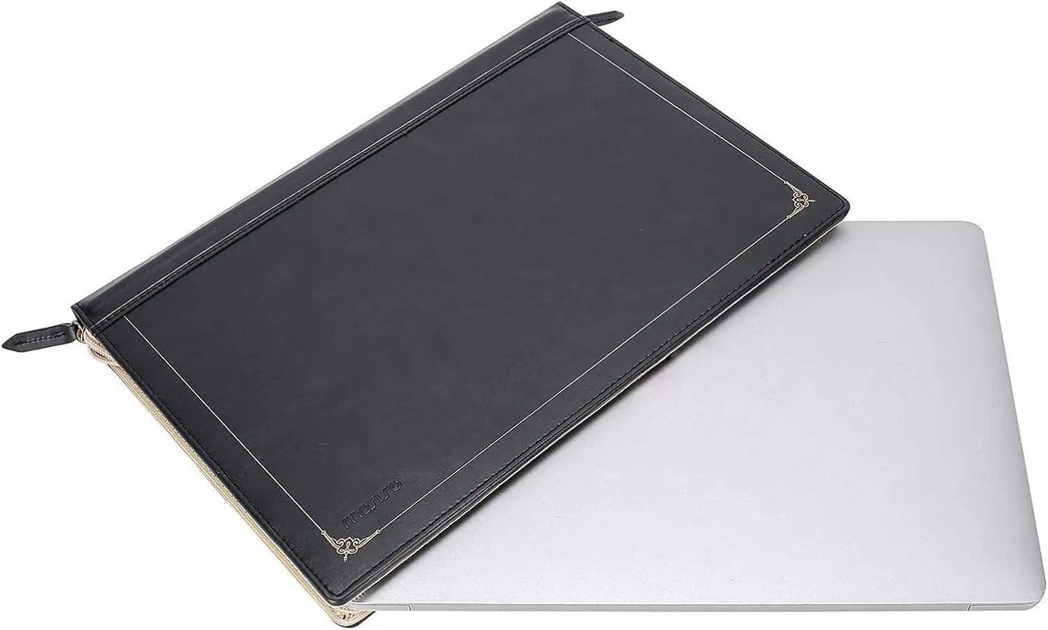 MOSISO Laptop Sleeve Case Compatible with MacBook Air 13 inch M4 A3240 M3 A3113 M2 A2681 M1 A2337 A2179 A1932 2025-2018/Pro 13 inch M2 M1 2025-2016, PU Leather Vintage Portfolio Cover, Black