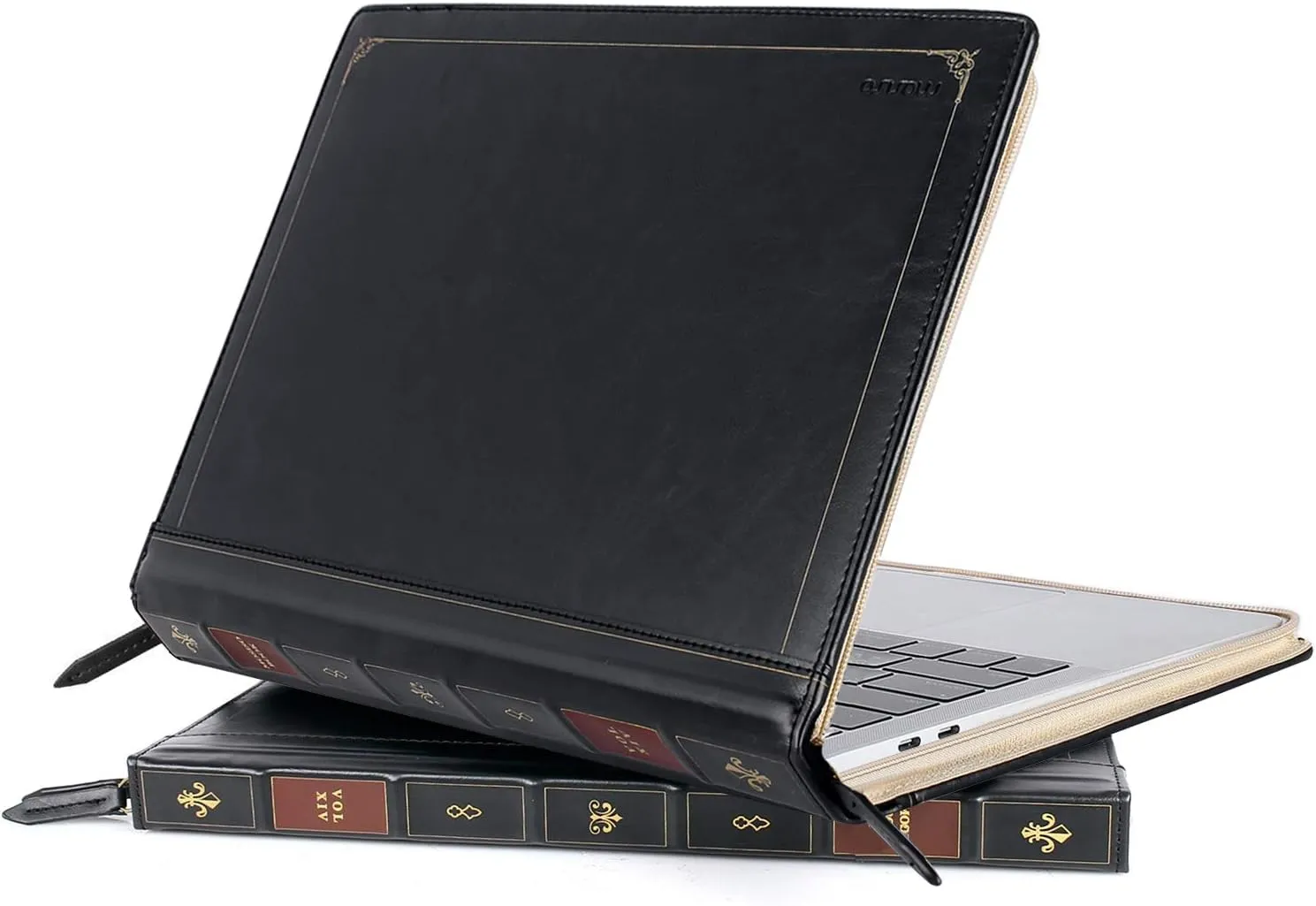 MOSISO Laptop Sleeve Case Compatible with MacBook Air 13 inch M4 A3240 M3 A3113 M2 A2681 M1 A2337 A2179 A1932 2025-2018/Pro 13 inch M2 M1 2025-2016, PU Leather Vintage Portfolio Cover, Black
