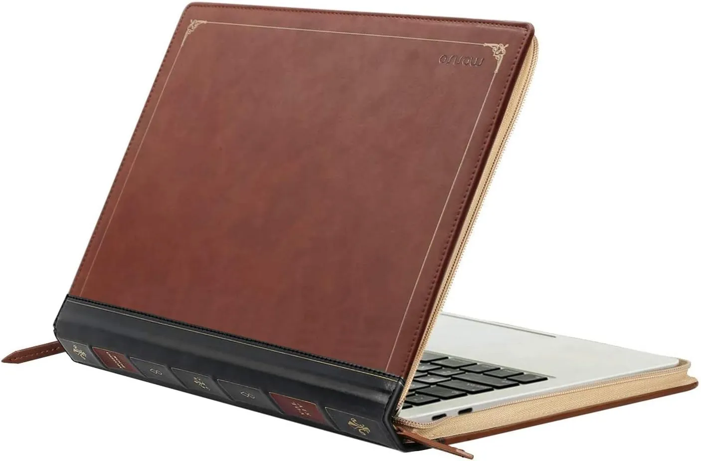MOSISO Laptop Sleeve Case Compatible with MacBook Air 13 inch M4 A3240 M3 A3113 M2 A2681 M1 A2337 A2179 A1932 2025-2018/Pro 13 inch M2 M1 2025-2016, PU Leather Vintage Portfolio Cover, Brown