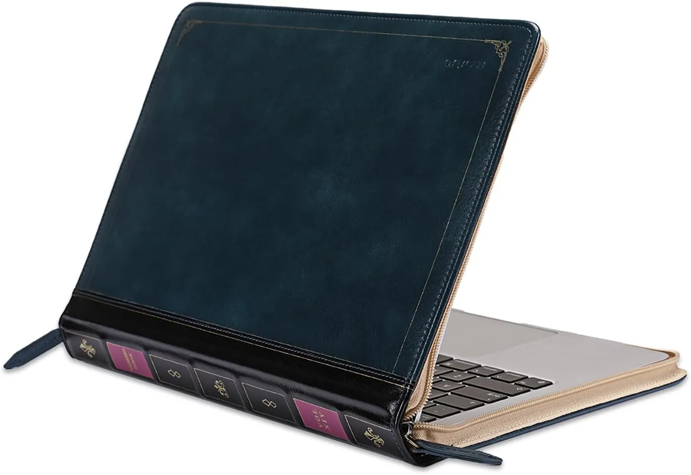 MOSISO Laptop Sleeve Case Compatible with MacBook Air 13 inch M4 A3240 M3 A3113 M2 A2681 M1 A2337 A2179 A1932 2025-2018/Pro 13 inch M2 M1 2025-2016, PU Leather Vintage Portfolio Cover, Peacock Blue