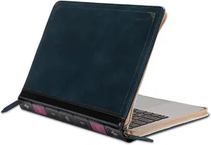 MOSISO Laptop Sleeve Case Compatible with MacBook Air 13 inch M4 A3240 M3 A3113 M2 A2681 M1 A2337 A2179 A1932 2025-2018/Pro 13 inch M2 M1 2025-2016, PU Leather Vintage Portfolio Cover, Peacock Blue