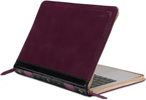 MOSISO Laptop Sleeve Case Compatible with MacBook Air 13 inch M4 A3240 M3 A3113 M2 A2681 M1 A2337 A2179 A1932 2025-2018/Pro 13 inch M2 M1 2025-2016, PU Leather Vintage Portfolio Cover, Plum