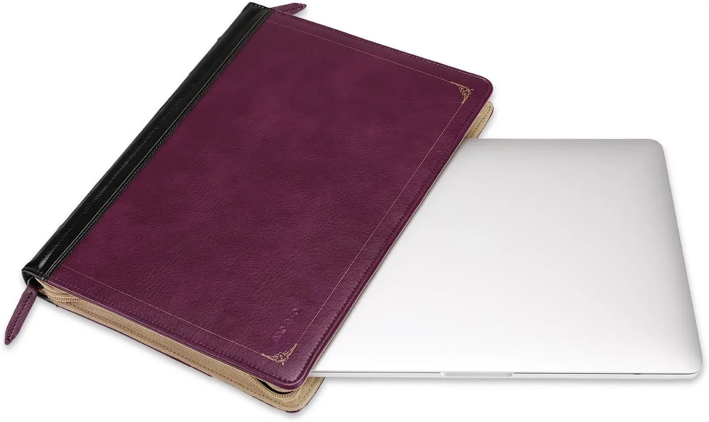 MOSISO Laptop Sleeve Case Compatible with MacBook Air 13 inch M4 A3240 M3 A3113 M2 A2681 M1 A2337 A2179 A1932 2025-2018/Pro 13 inch M2 M1 2025-2016, PU Leather Vintage Portfolio Cover, Plum