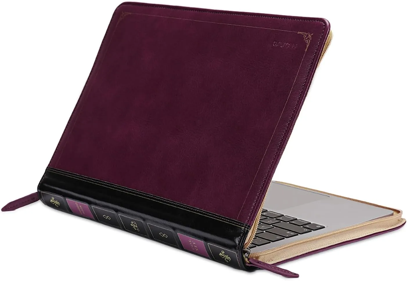 MOSISO Laptop Sleeve Case Compatible with MacBook Air 13 inch M4 A3240 M3 A3113 M2 A2681 M1 A2337 A2179 A1932 2025-2018/Pro 13 inch M2 M1 2025-2016, PU Leather Vintage Portfolio Cover, Plum