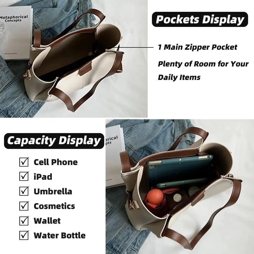 Mudono Shoulder Bag for Women Minimalist Vegan Leather Crossbody Purse Everyday Tote Handbag with Detachable Shoulder Strap