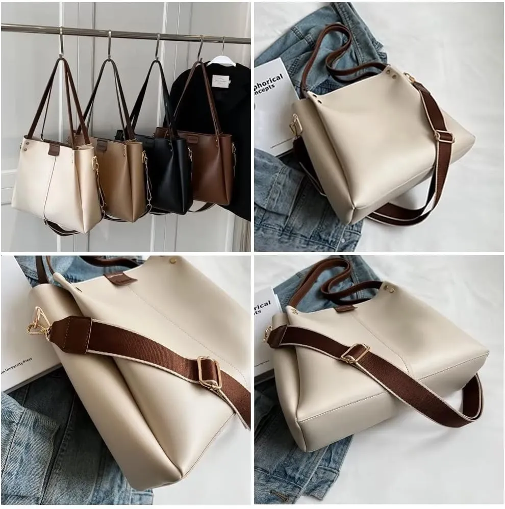 Mudono Shoulder Bag for Women Minimalist Vegan Leather Crossbody Purse Everyday Tote Handbag with Detachable Shoulder Strap