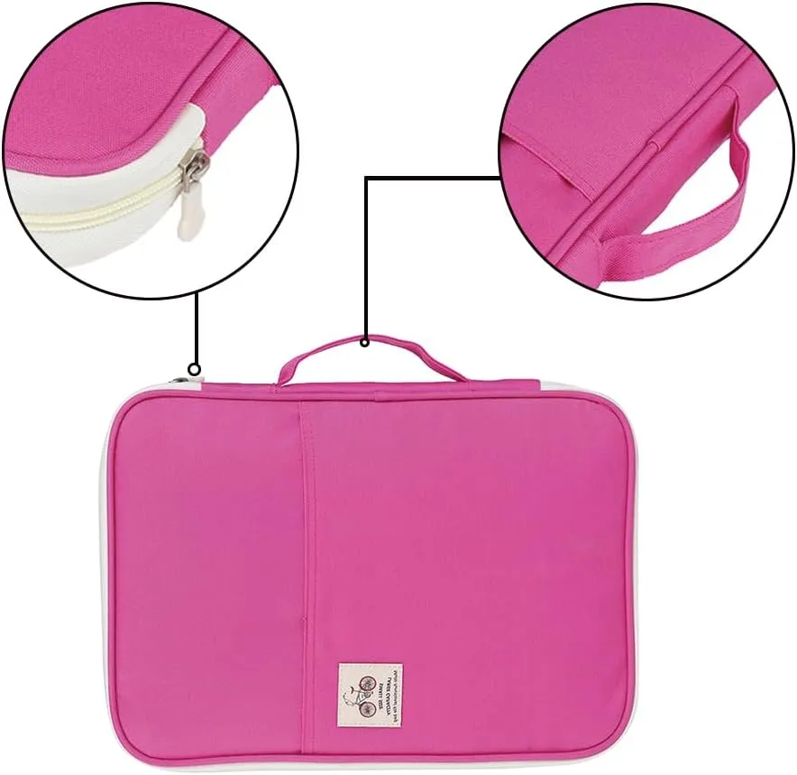 Multi-Functional A4 Document Bags, Portfolio Pouch Travel Binder Organizer Zippered File Folder Family Passport Holder Briefcase with Handle for Notebooks Pen Board Games School Office Supplies