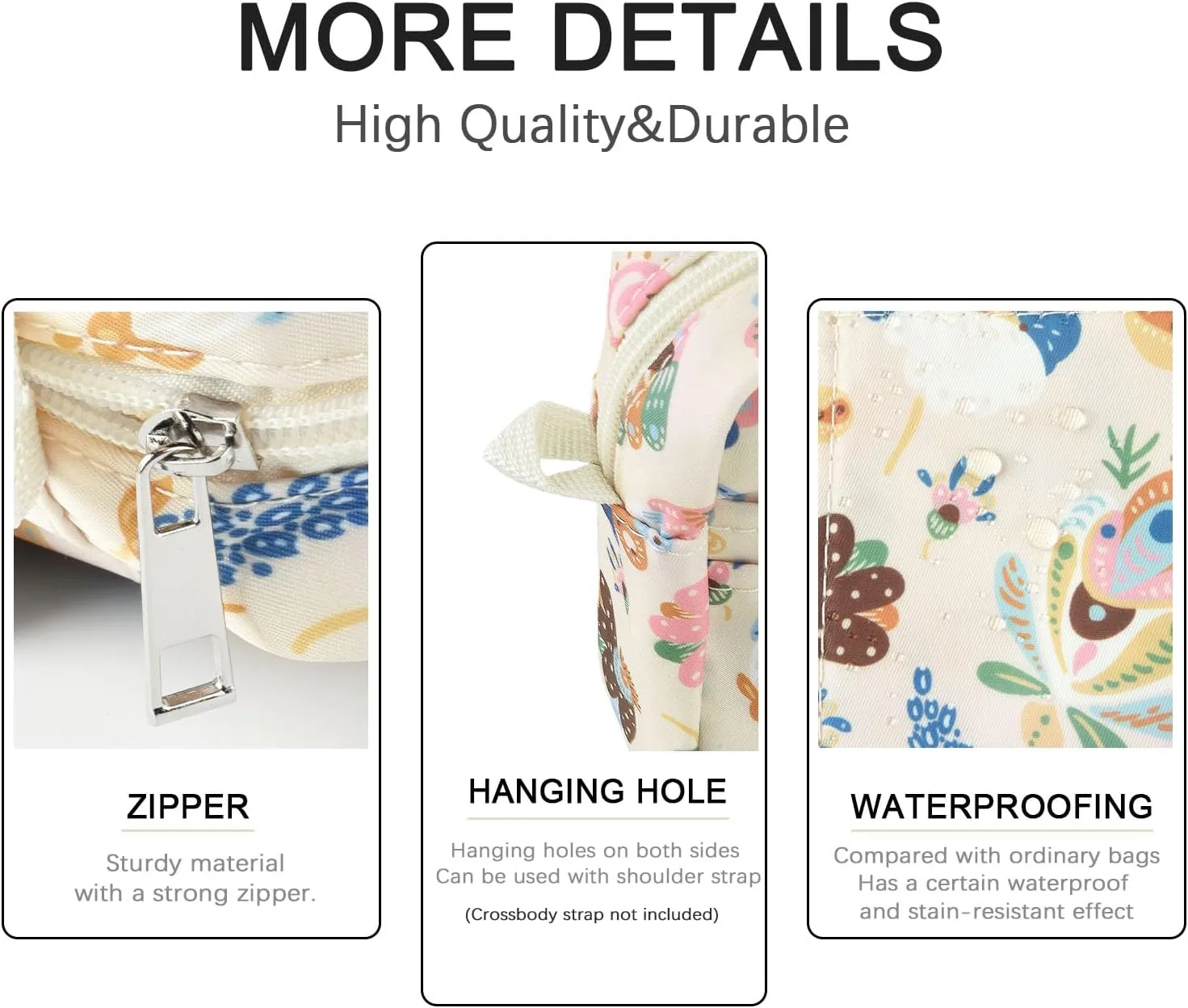 Multi-functional Portfolio Organizer, Waterproof Travel Pouch Zippered Case,Journal Supplies Storage Case for Notebooks,Make-up, Office Supplies.Feather Flower